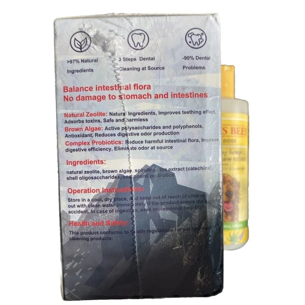 Teeth Cleaning Powder Dogs Dental Pets Tartar Remover Burts Calming Palm Lotion